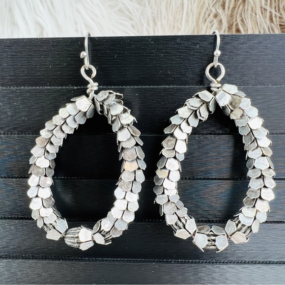 Vintage Silvertone weighted brutalist pierced earrings